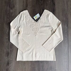 Vintage Peck & Peck Silk Blend Ivory Vintage Sweater Regular Size XL NWT